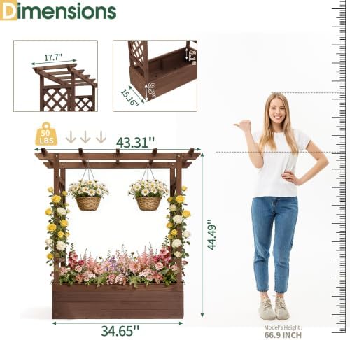 Wooden Raised Bed With Trellis Roof