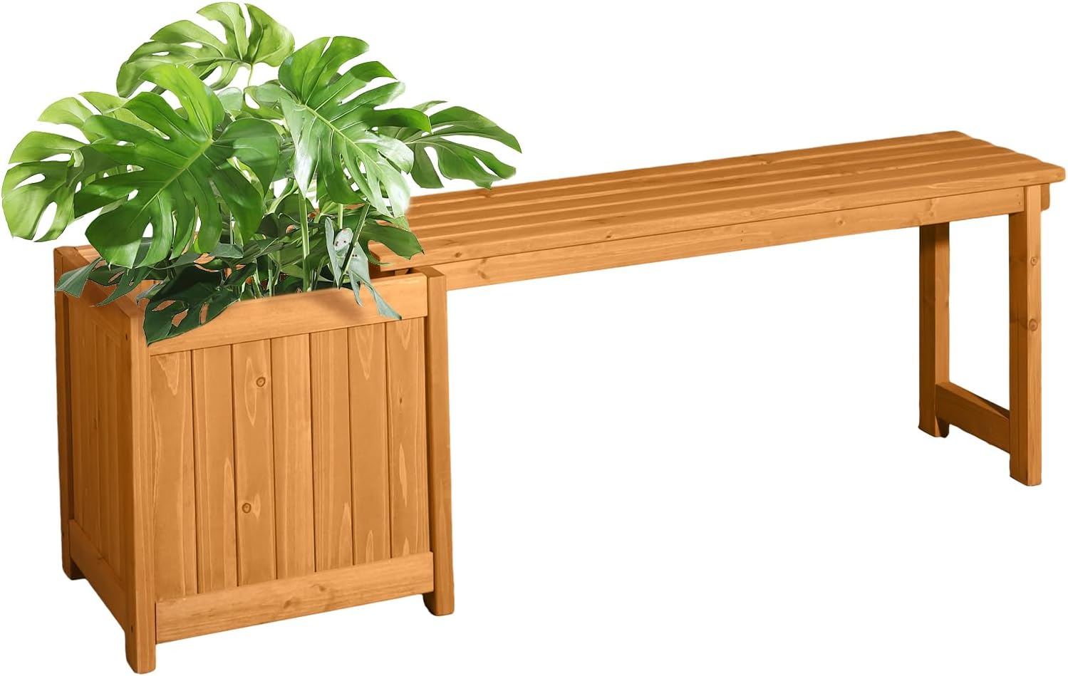 Wood Bench With Planter Box