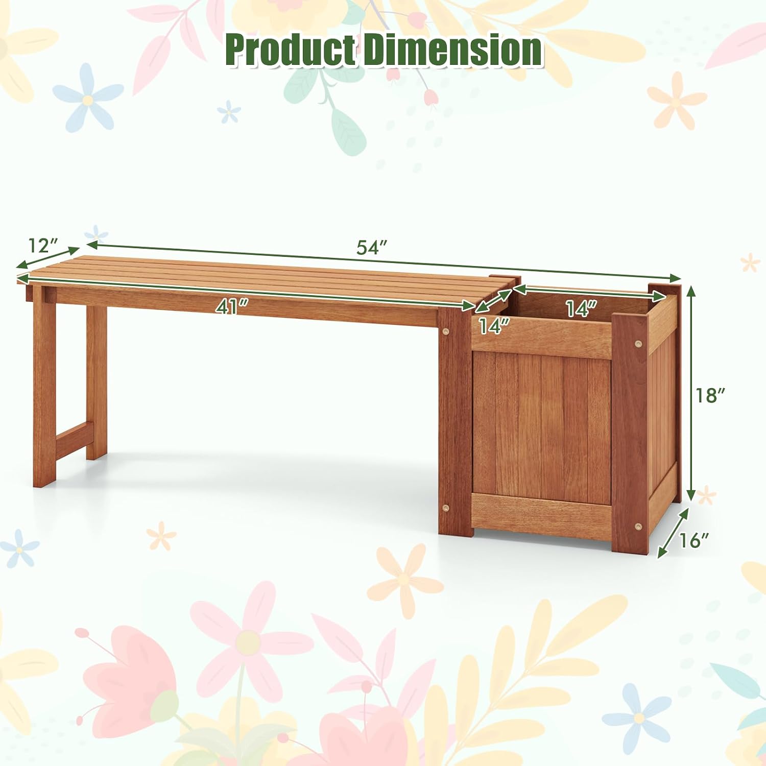 Wood Bench With Raised Planters