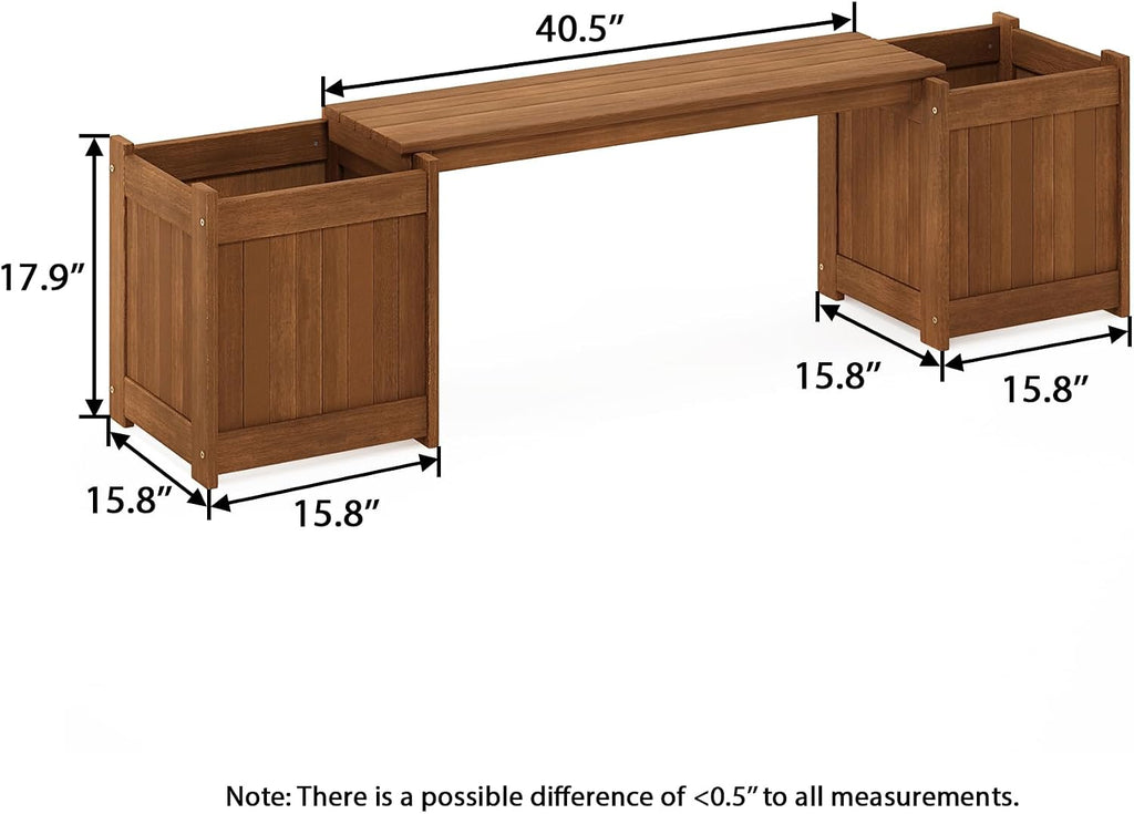 Wood Planter Stand With Bench