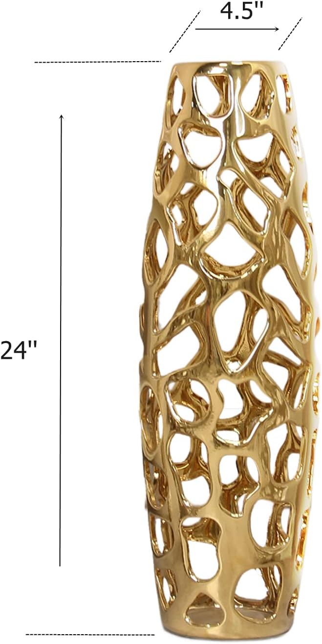 Gold Ceramic Floor Decor Vase