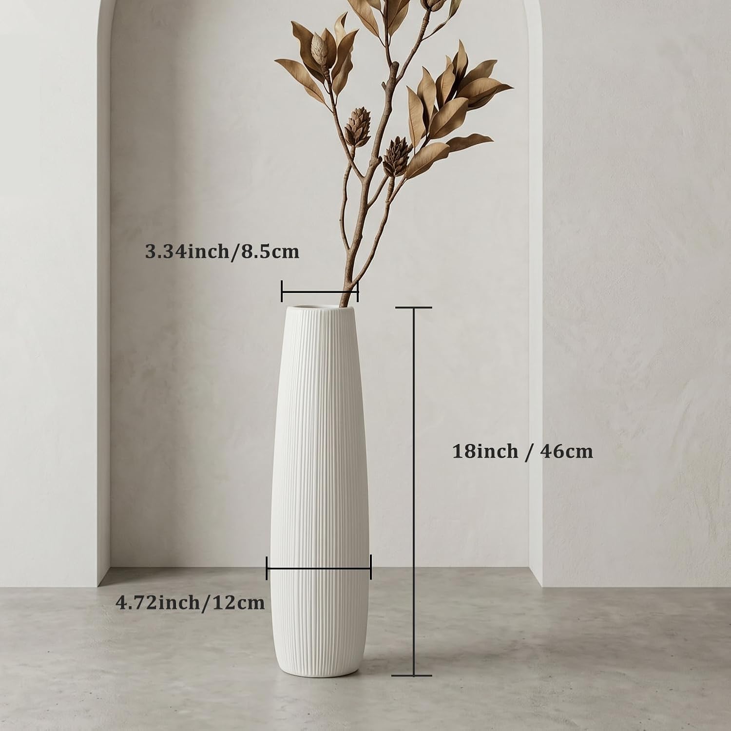 White Glossy Ceramic Floor Vase