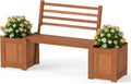 Wood Bench With Raised Planters