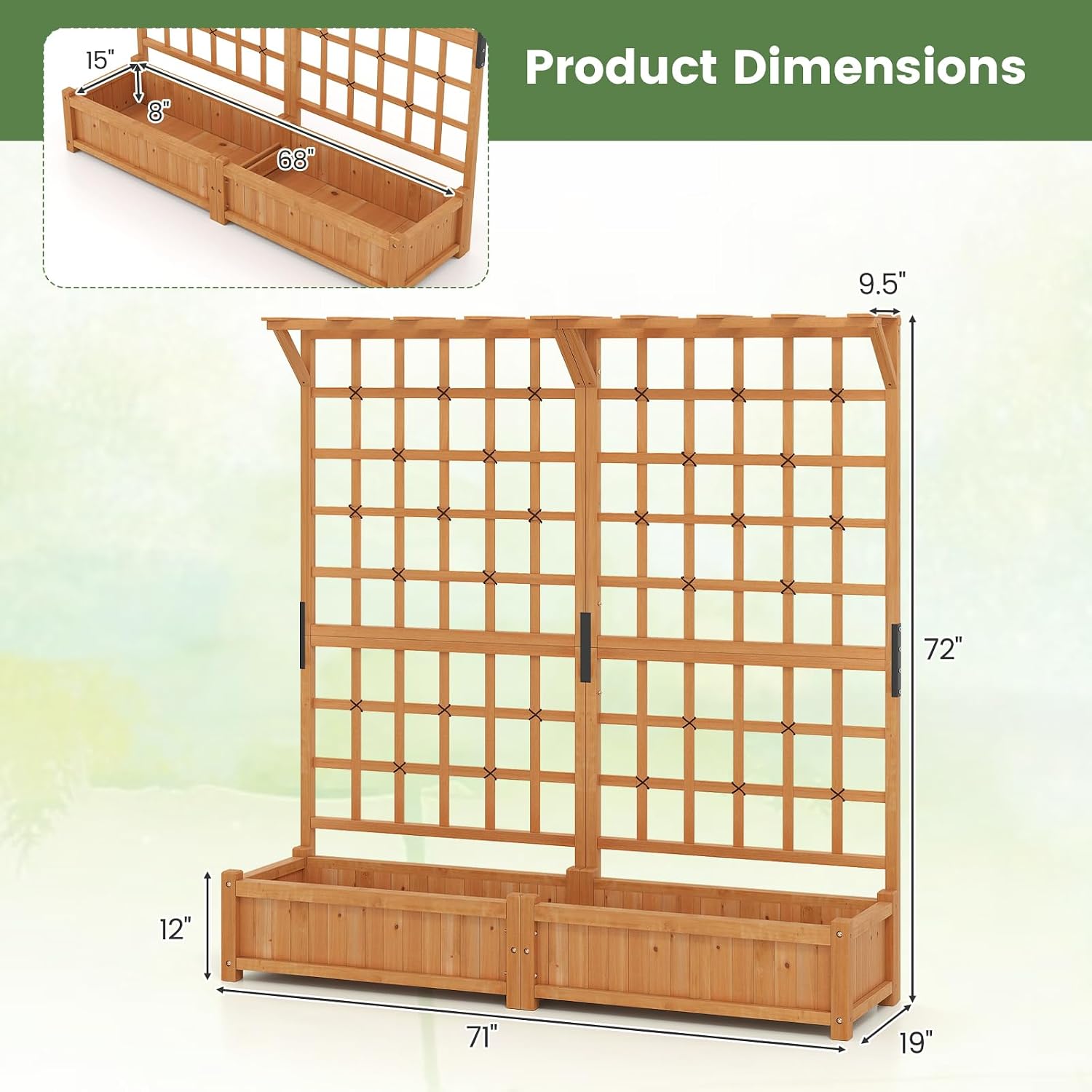 Wooden Raised Bed Lattice Trellis