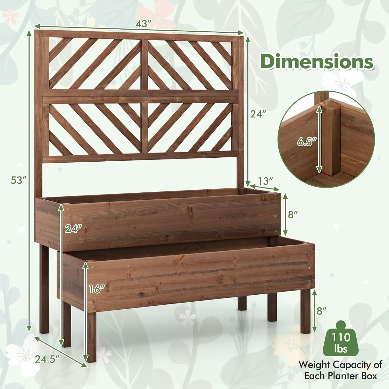 2-Tier Wooden Raised Garden Bed