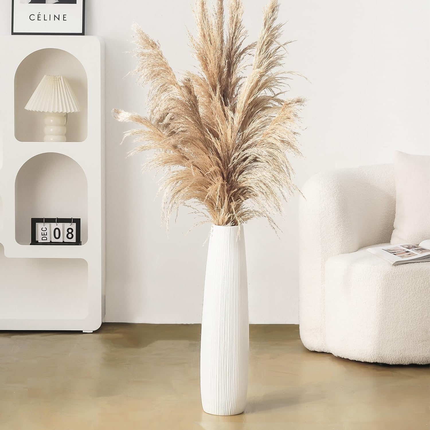 White Glossy Ceramic Floor Vase