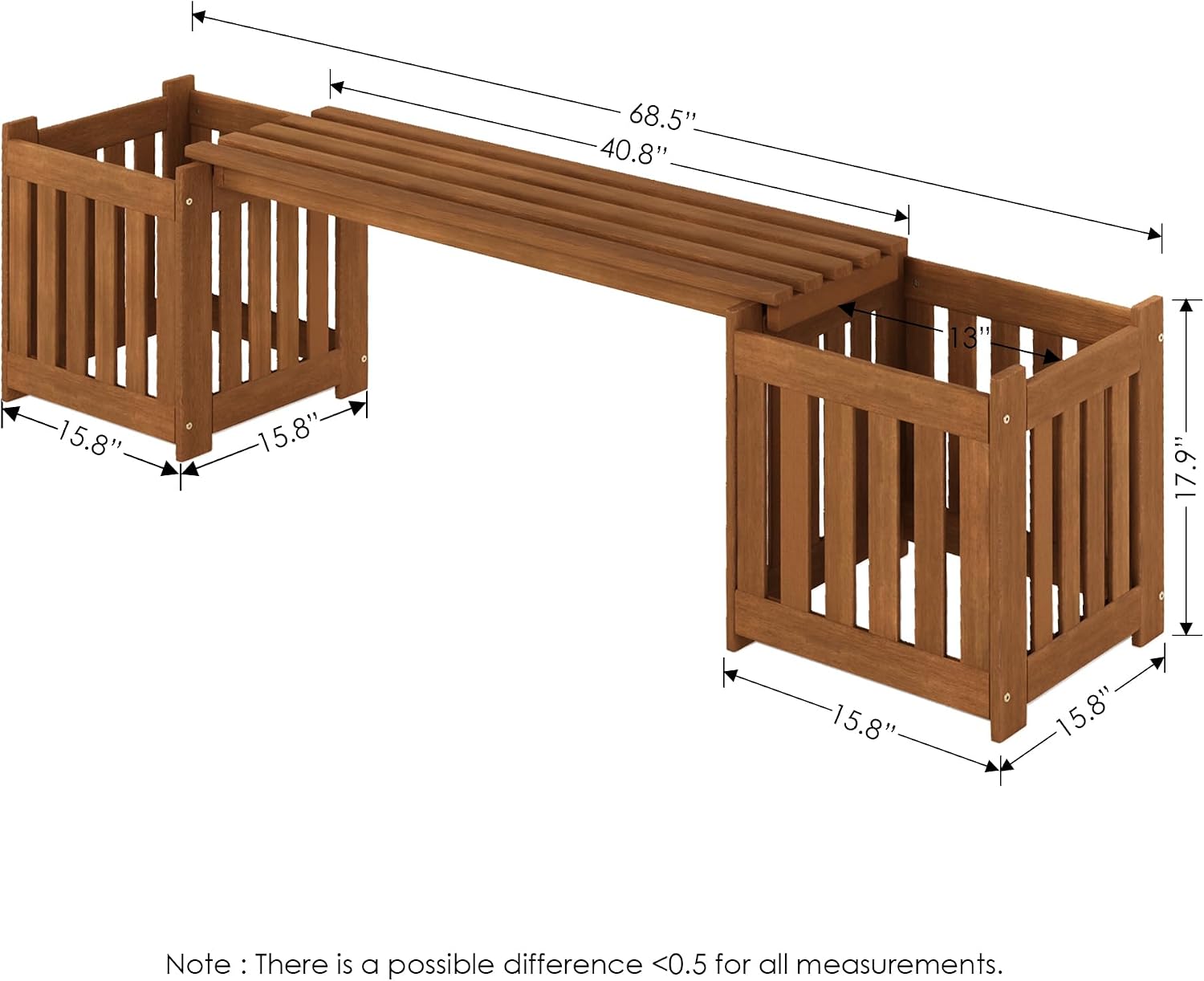 Hardwood Flowerbox With Bench