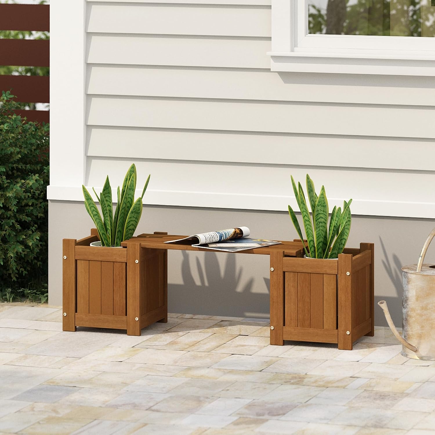 Hardwood Planter Box With Bench