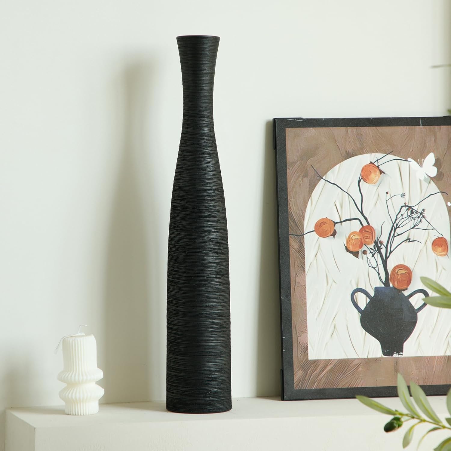 Tall Rustic Ceramic Floor Vase