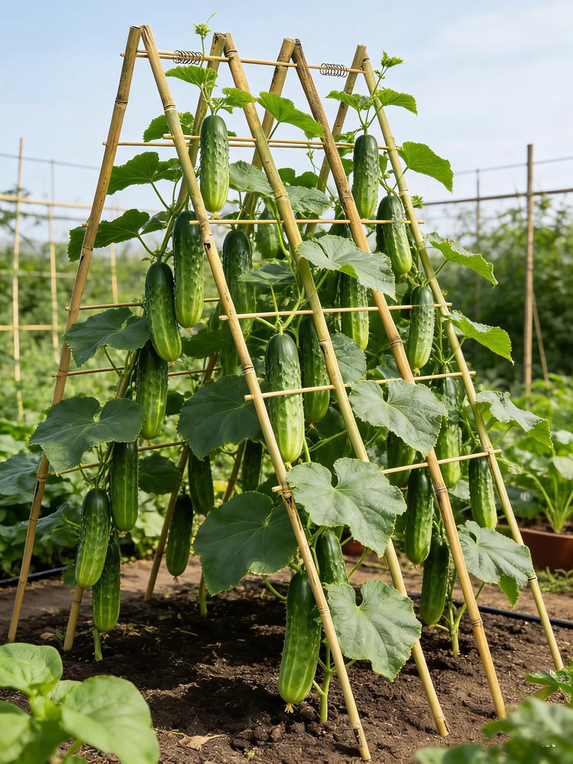 Foldable A-Frame Bamboo Trellis