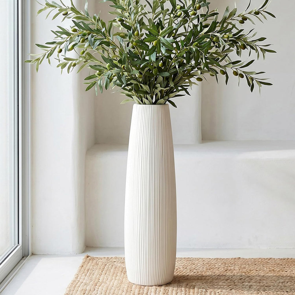 White Glossy Ceramic Floor Vase