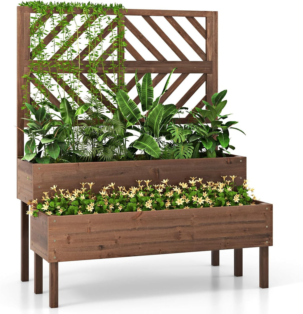 2-Tier Wooden Raised Garden Bed