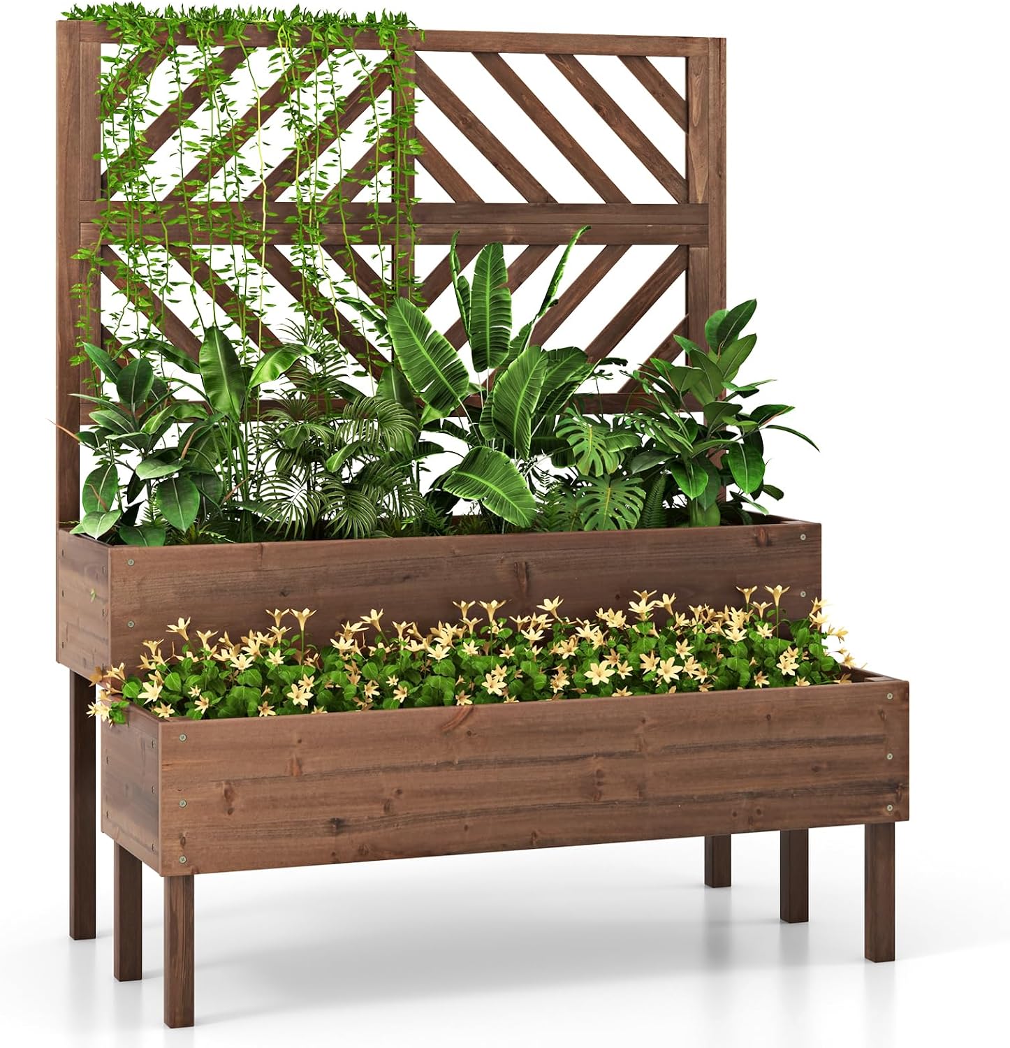 2-Tier Wooden Raised Garden Bed