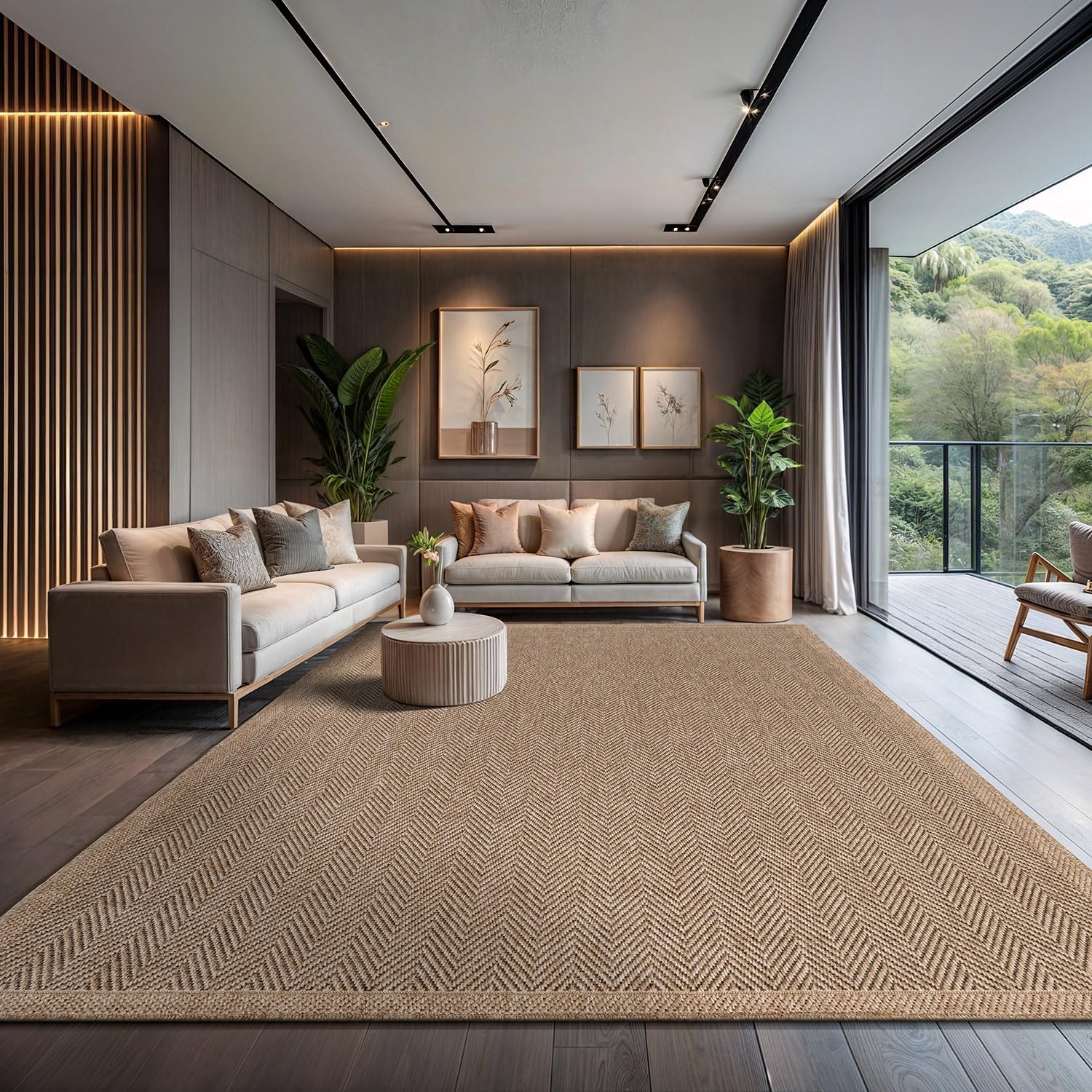 Herringbone Boho Jute Area Rug