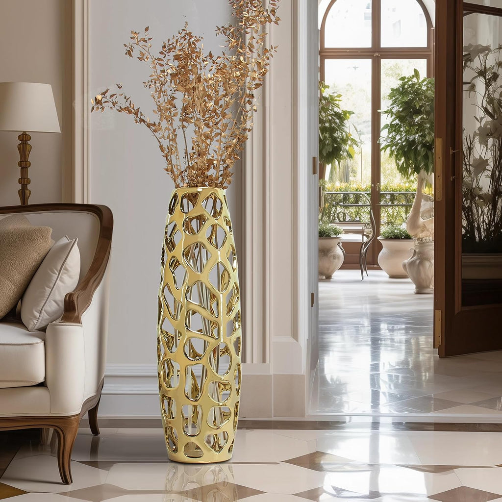 Gold Ceramic Floor Decor Vase