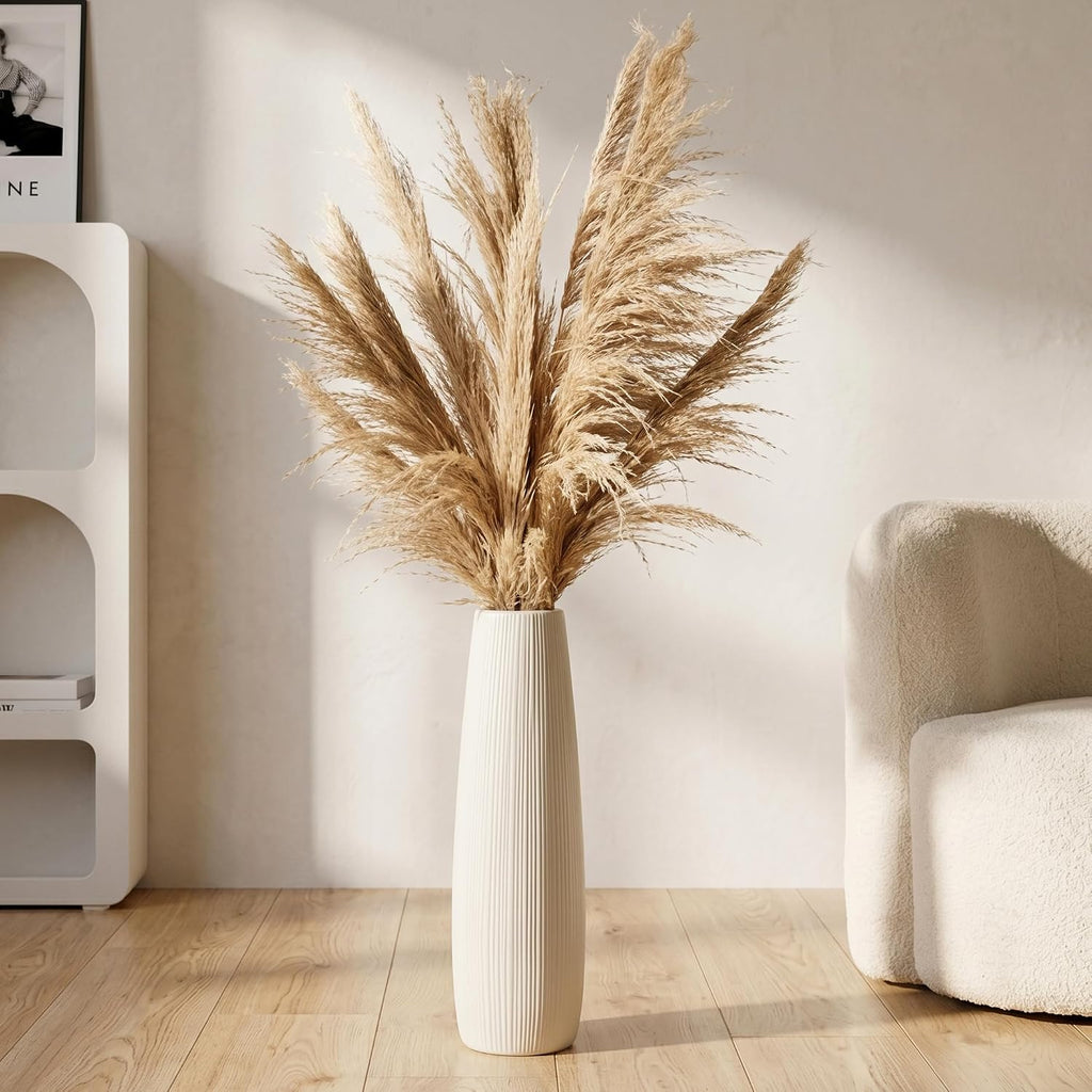 White Glossy Ceramic Floor Vase