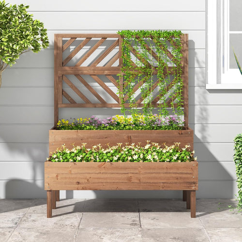 2-Tier Wooden Raised Garden Bed