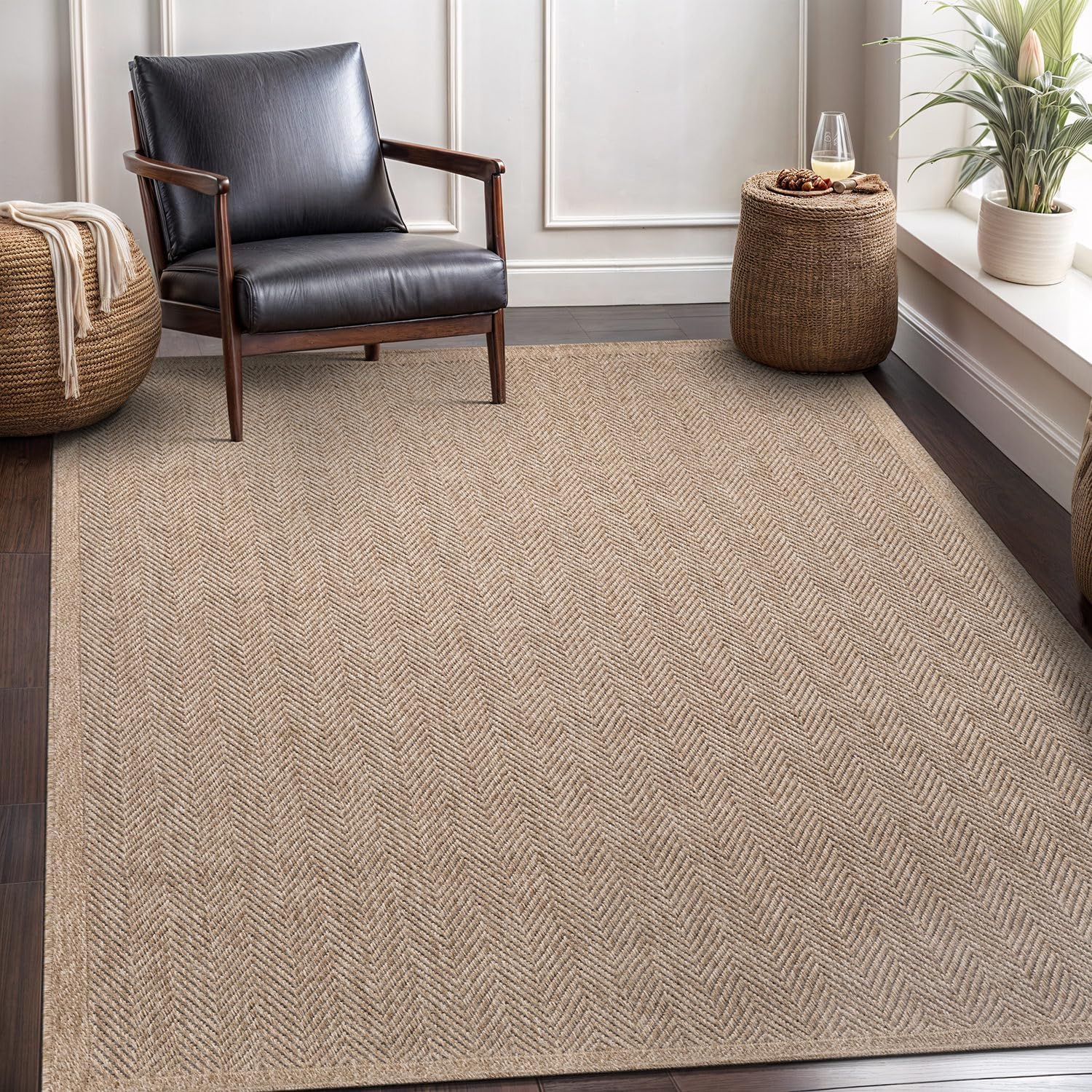 Herringbone Natural Jute Area Rug