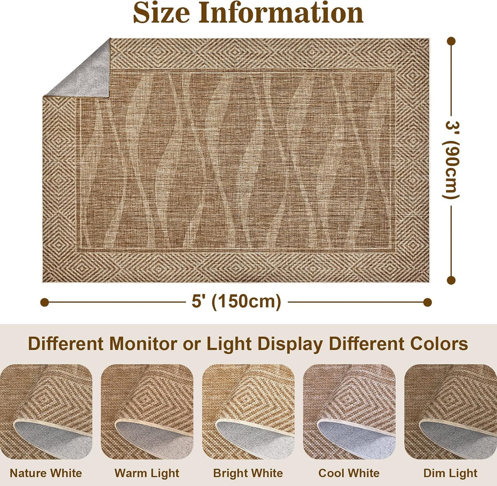 Bordered Light Brown Jute Rug