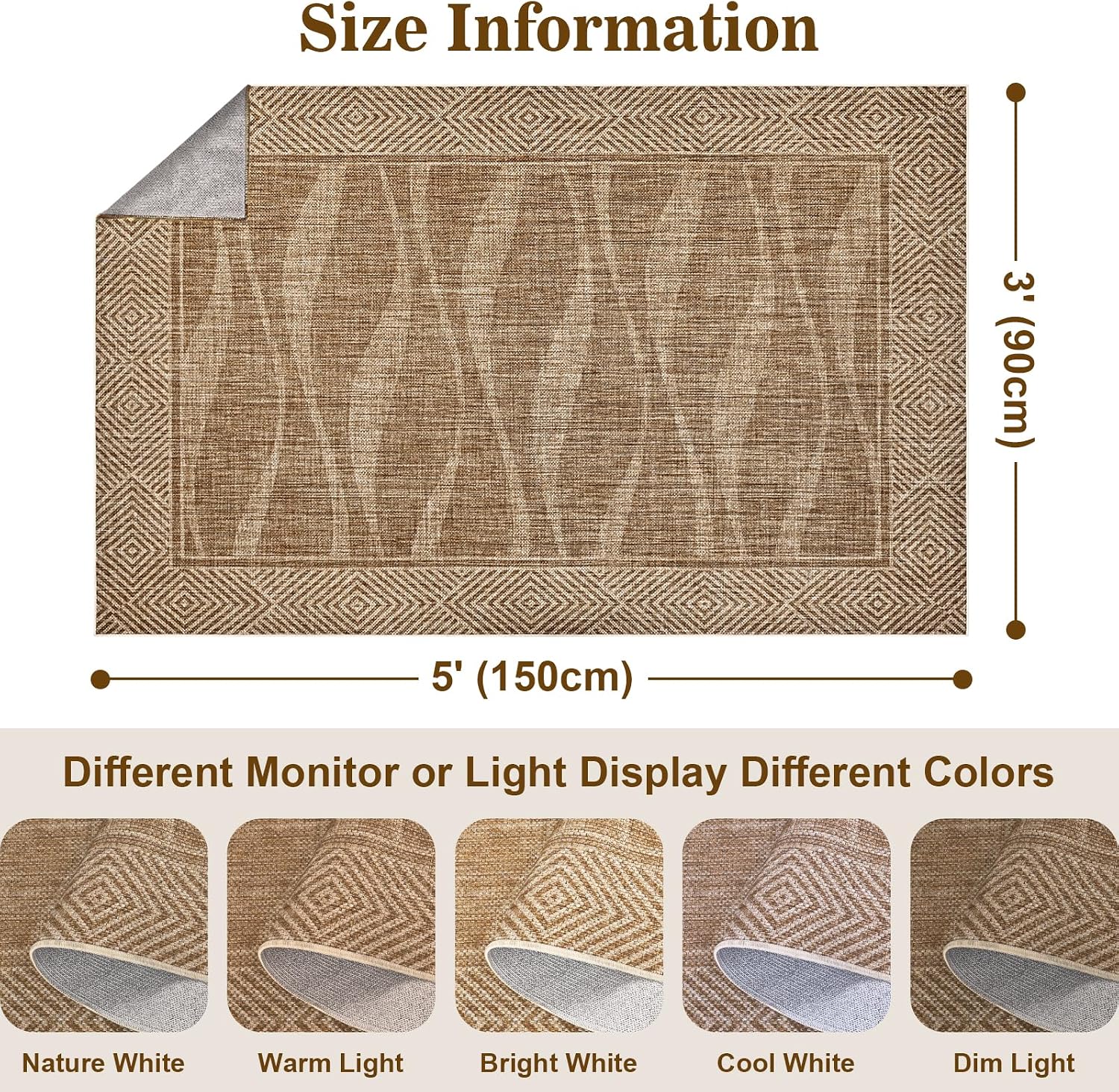 Bordered Light Brown Jute Rug