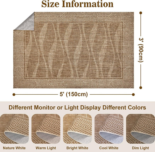 Bordered Light Brown Jute Rug