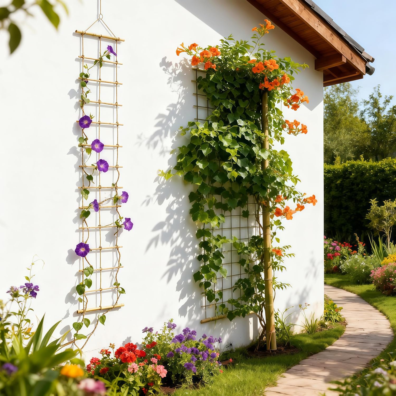 Bamboo Ladder Climbing Plant Trellis