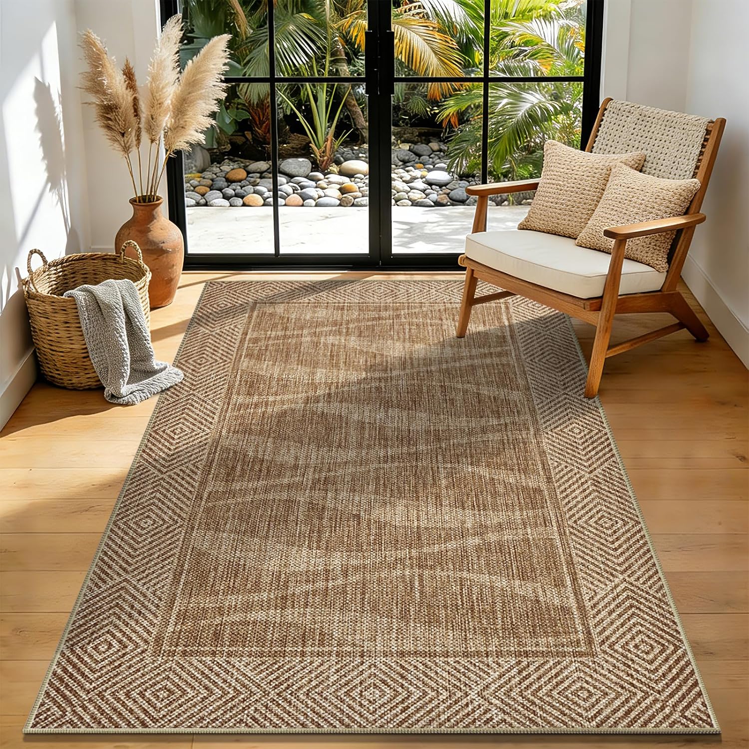 Bordered Light Brown Jute Rug