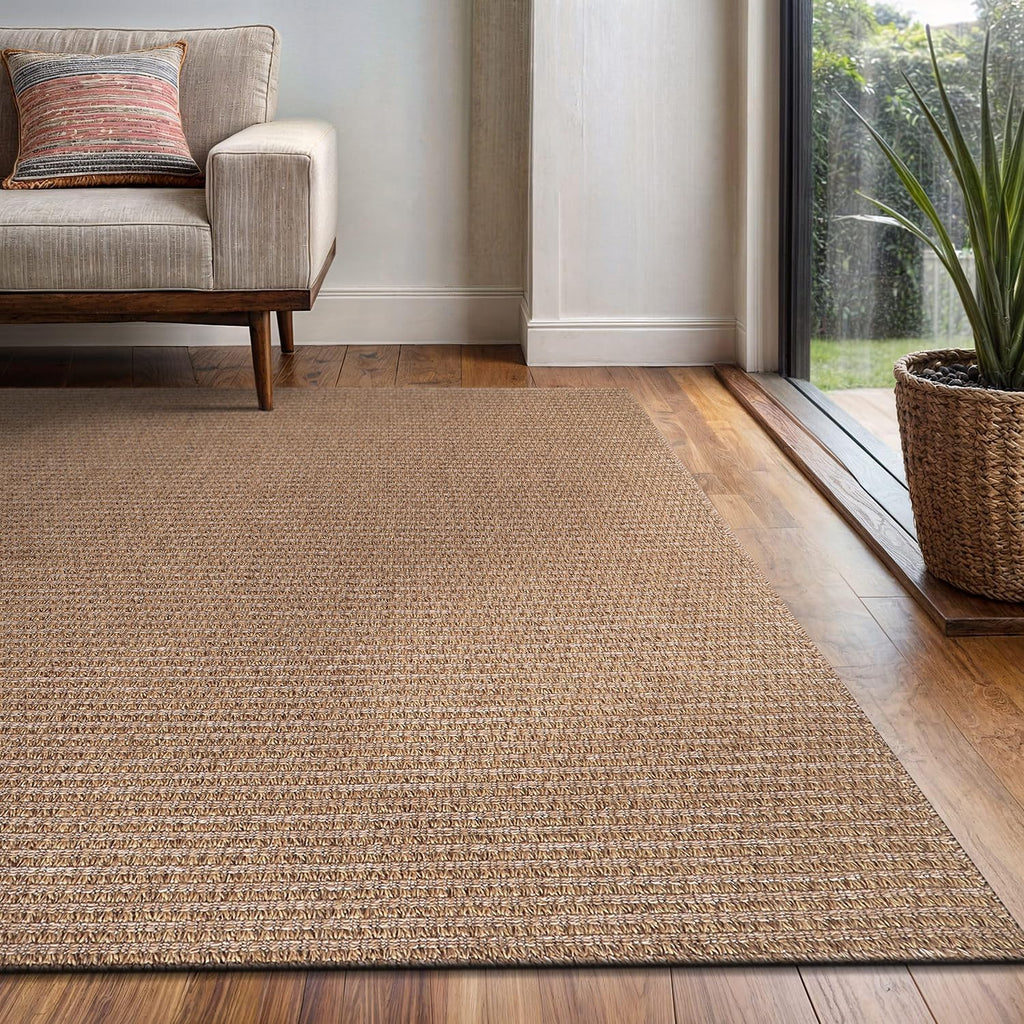 Solid Natural Woven Jute Area Rug