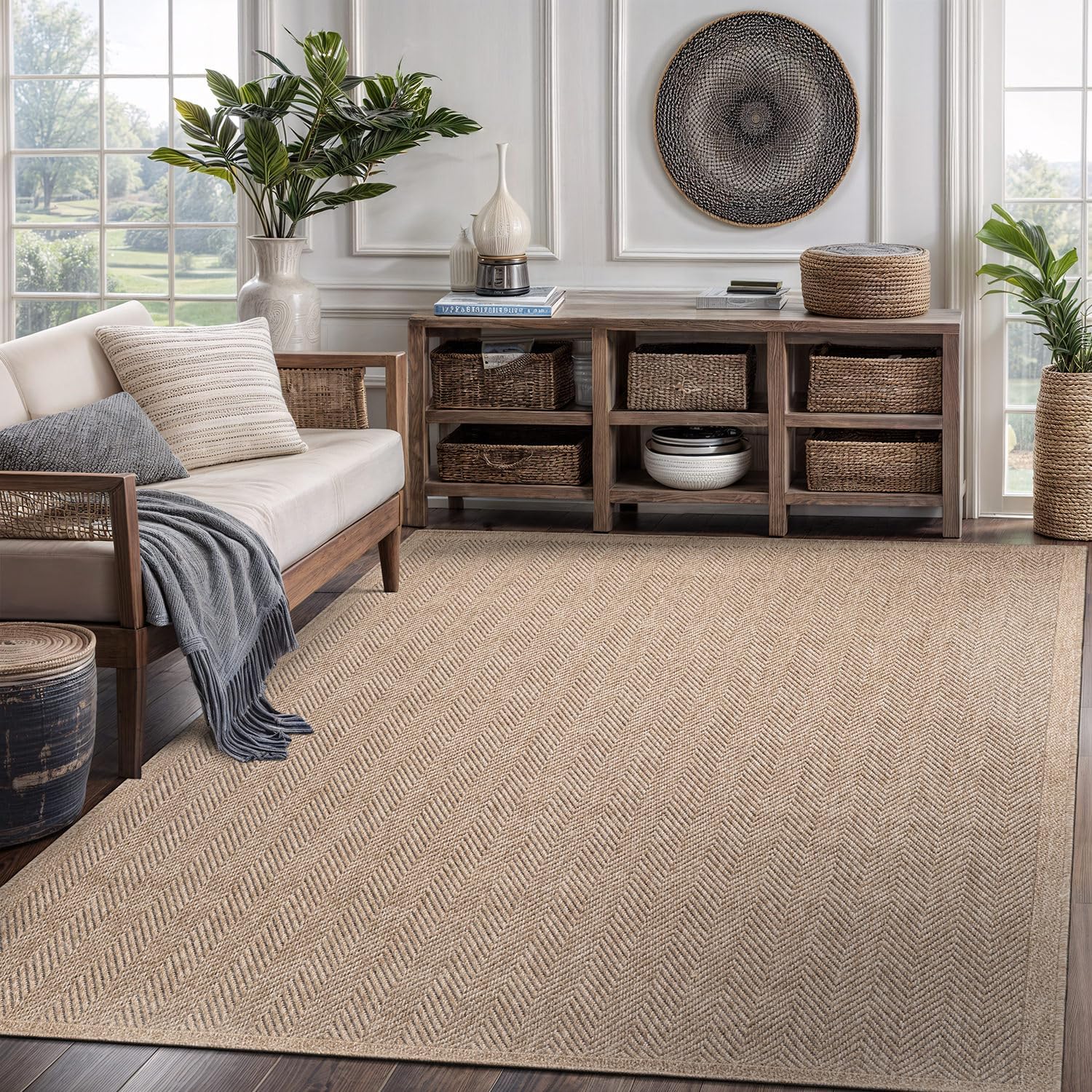 Herringbone Natural Jute Area Rug