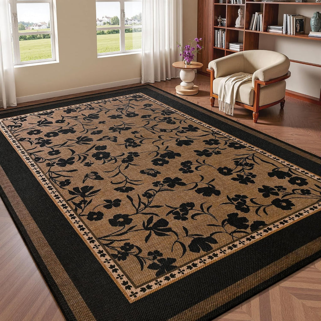 Bohemian Floral Jute Outdoor Rug