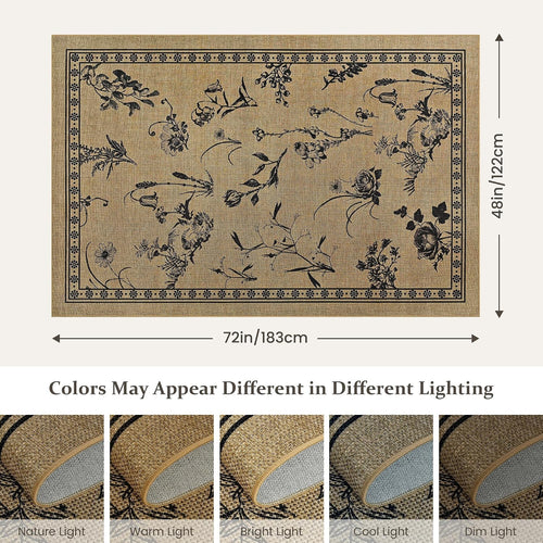 Beige Botanical Jute Outdoor Rug