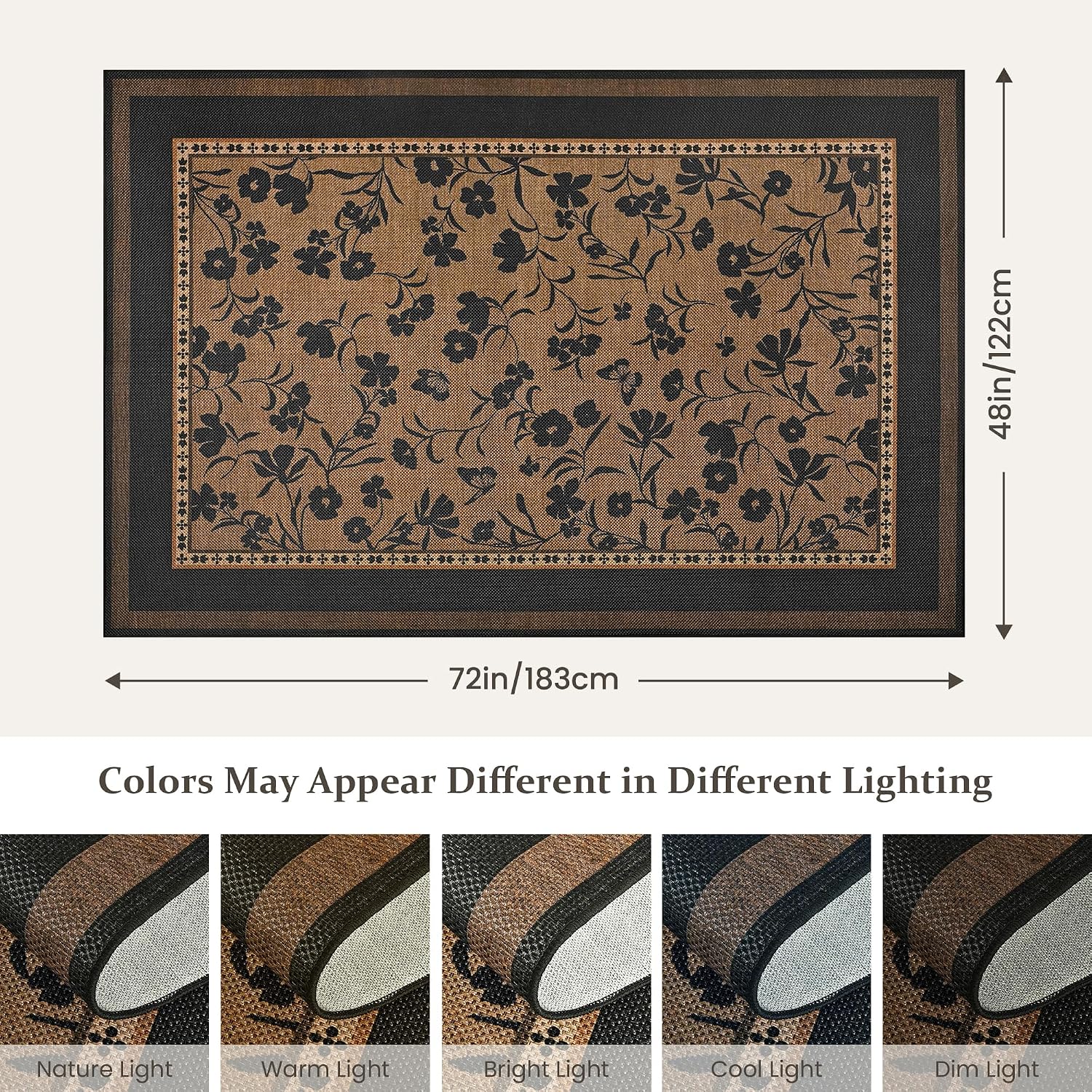 Bohemian Floral Jute Outdoor Rug