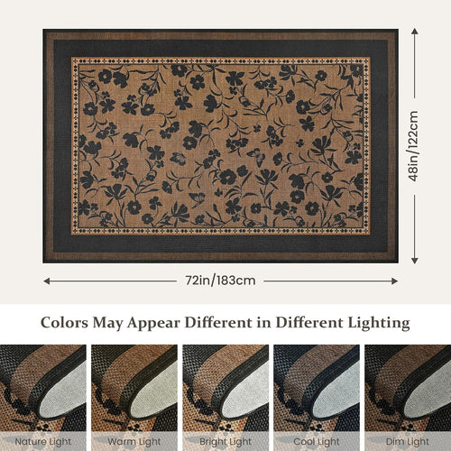 Bohemian Floral Jute Outdoor Rug