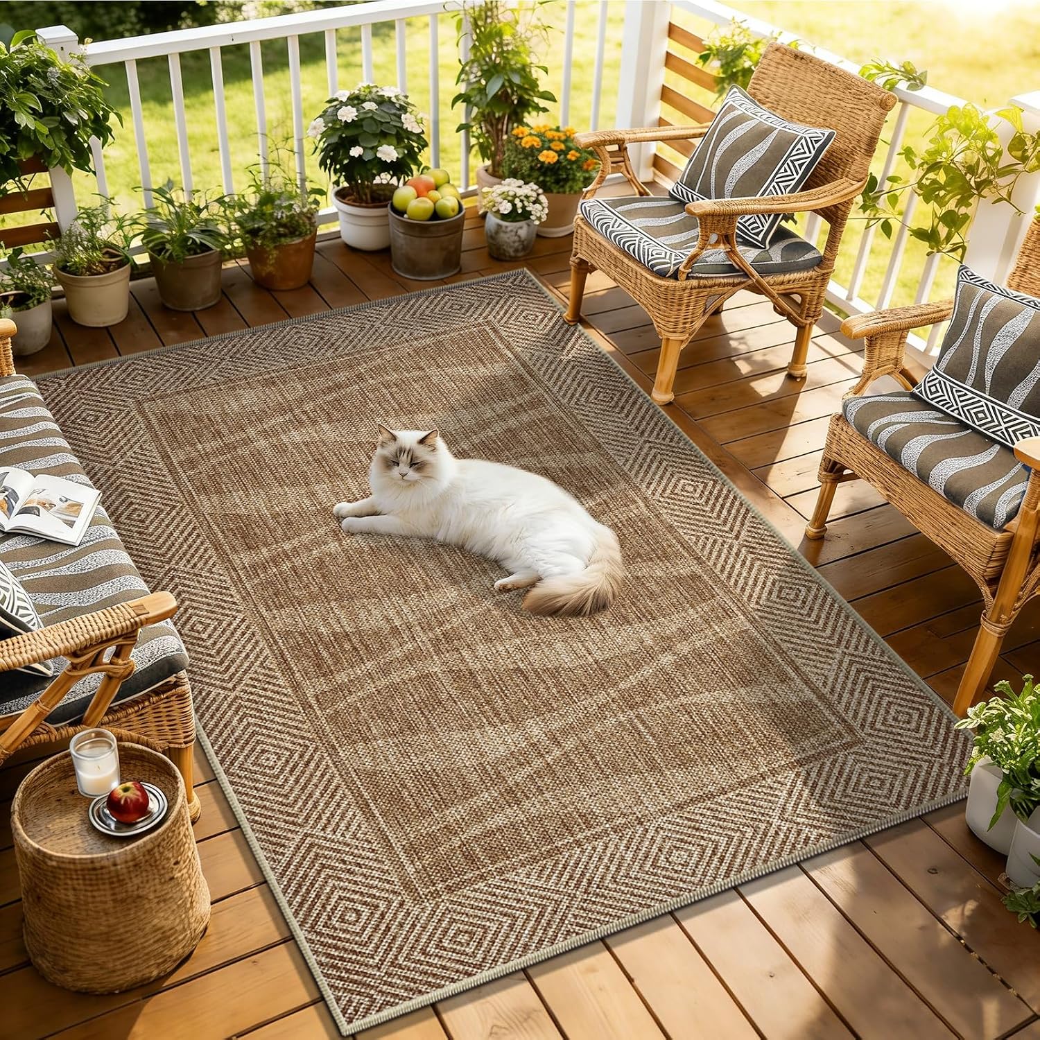Bordered Light Brown Jute Rug