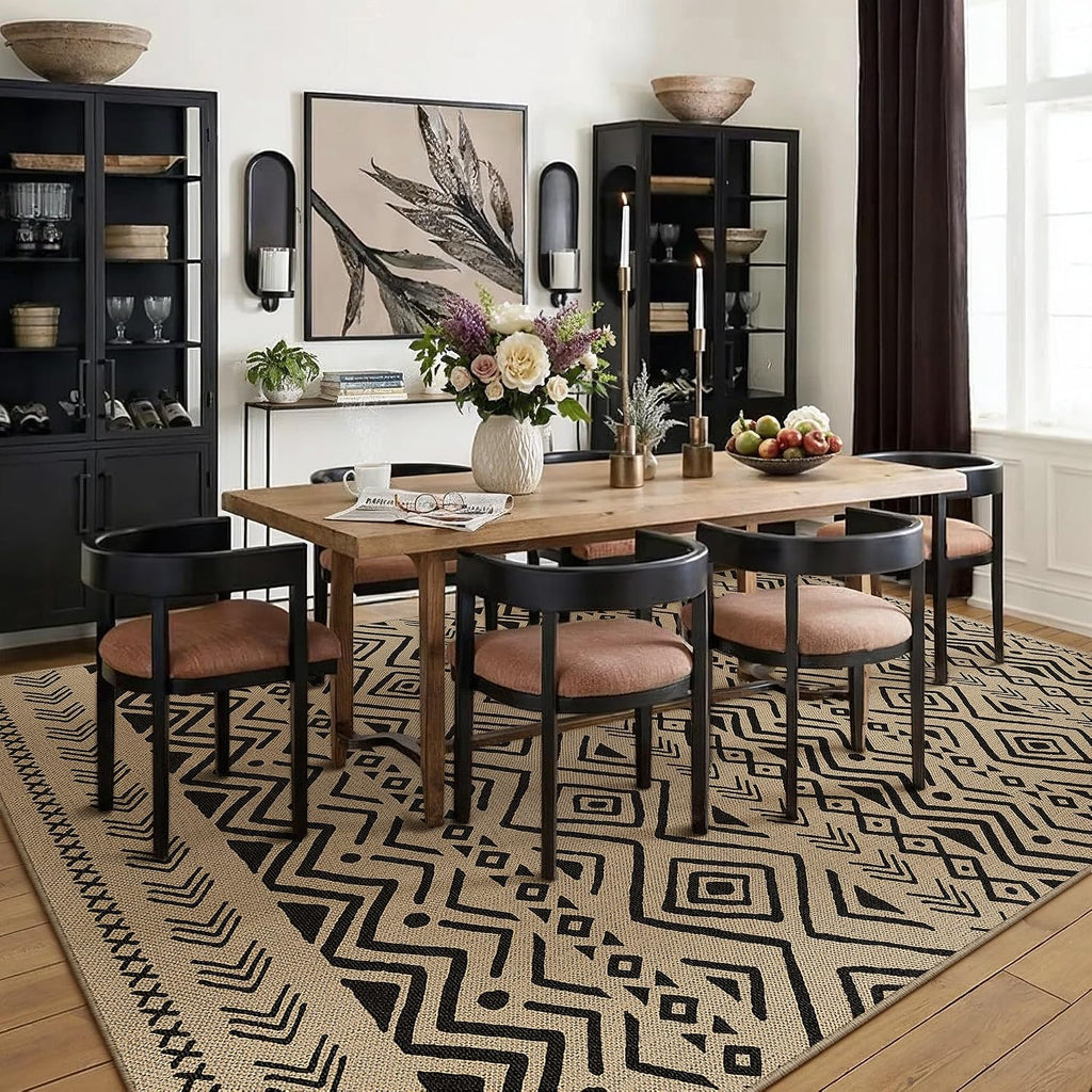 Boho Black Jute Outdoor Rug