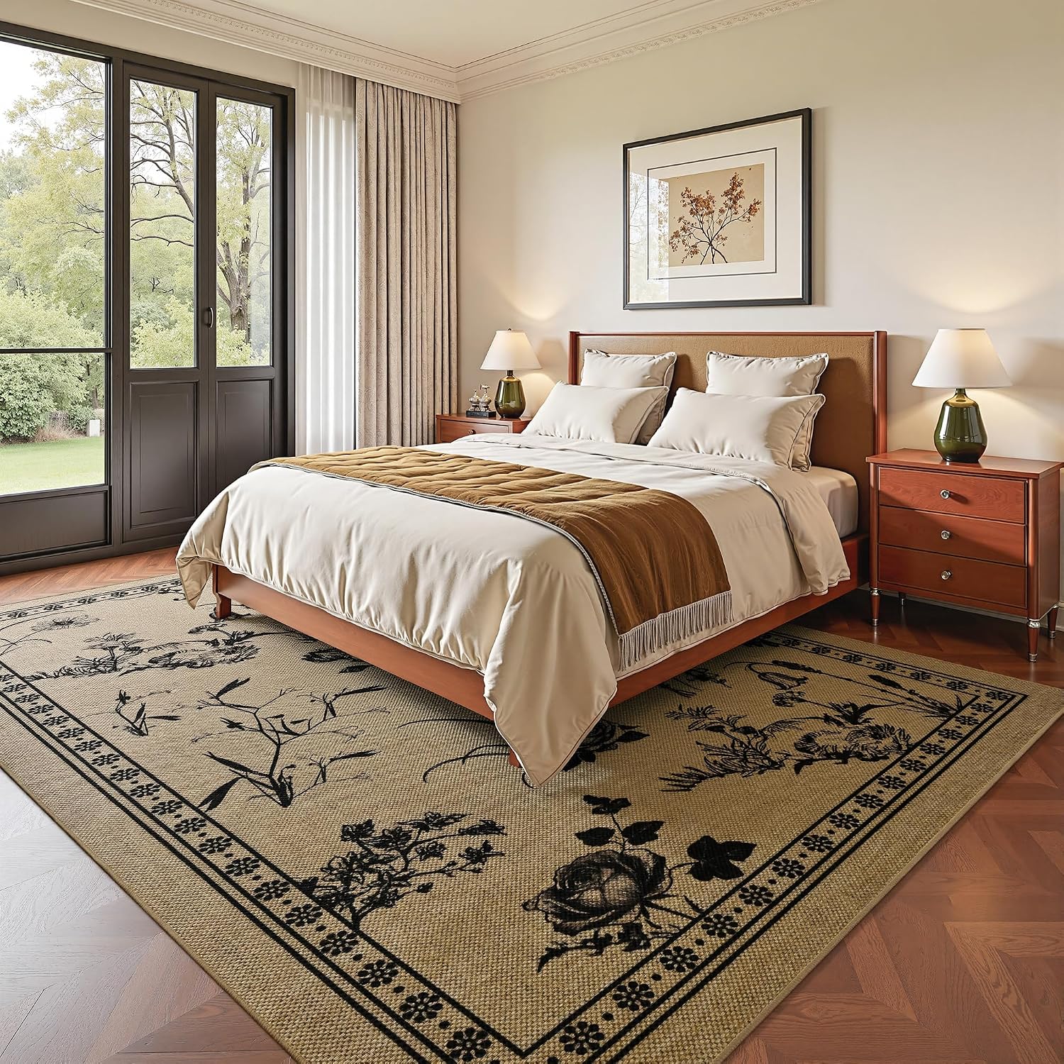Beige Botanical Jute Outdoor Rug