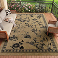 Beige Botanical Jute Outdoor Rug